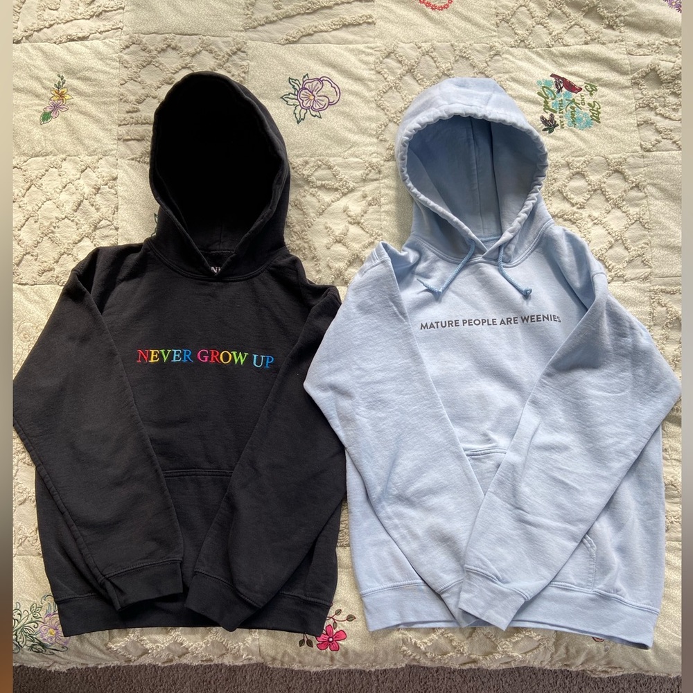 BAYLEN LEVINE Black and Light Blue Graphic Hoodies